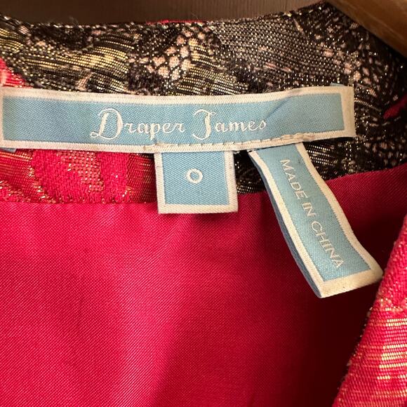 DRAPER JAMES | Black and pink Jacquard Cocktail Dress | Size 0 - Picture 4 of 7